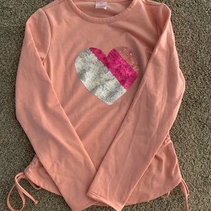 Pink long sleeve t-shirt w/ heart sequins